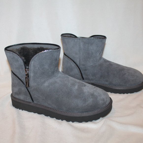 NIB UGG WOMEN'S‎ FLORENCE MINI SUEDE SHEARLING LINED ZIPPER ACCENT ANKLE … - Picture 3 of 9